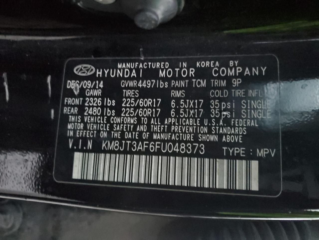 VIN KM8JT3AF6FU048373 2015 HYUNDAI TUCSON no.13