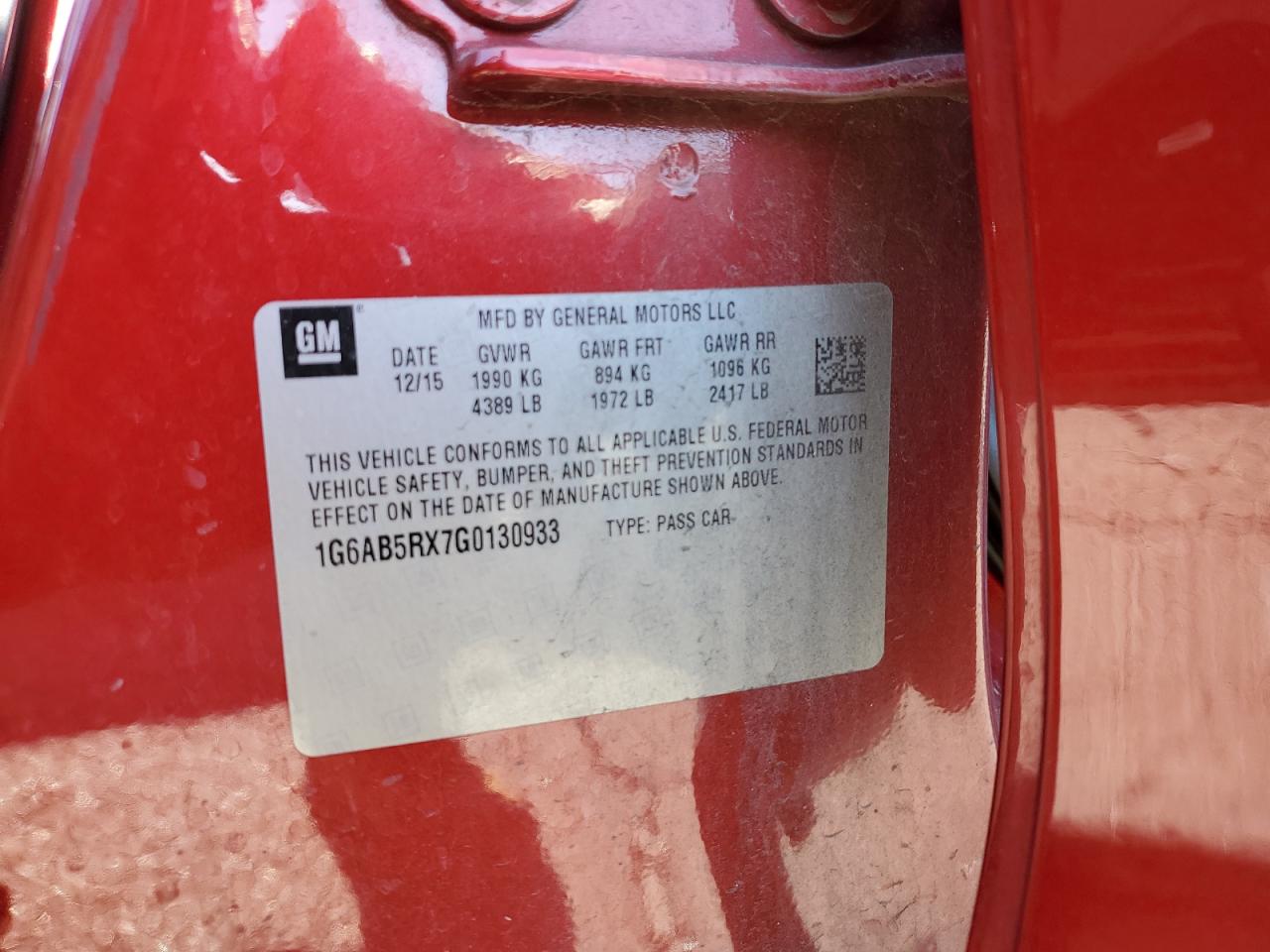 2016 Cadillac Ats Luxury VIN: 1G6AB5RX7G0130933 Lot: 79730174