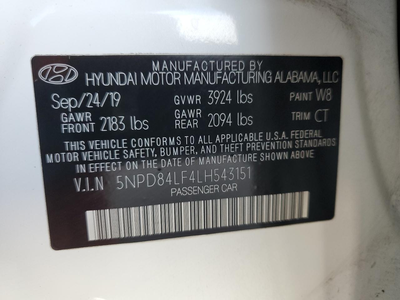 2020 Hyundai Elantra Sel VIN: 5NPD84LF4LH543151 Lot: 79712094