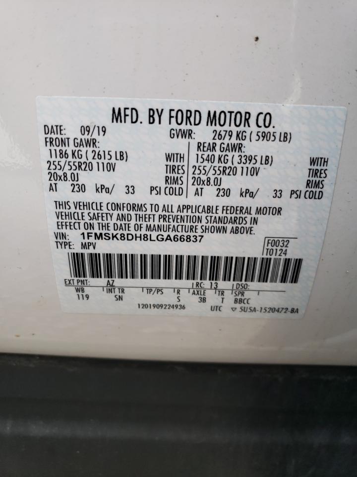 2020 Ford Explorer Xlt VIN: 1FMSK8DH8LGA66837 Lot: 79456294