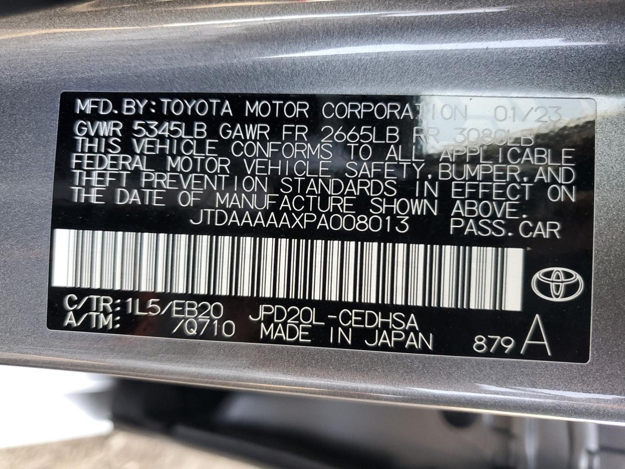 2023 Toyota Mirai Xle VIN: JTDAAAAAXPA008013 Lot: 78884894