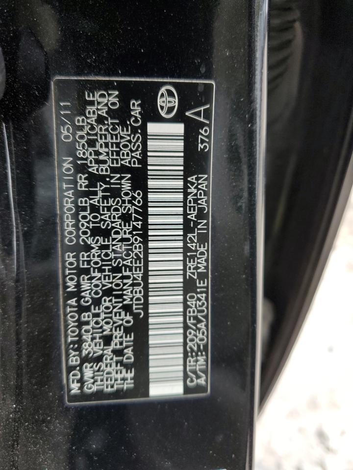 2011 Toyota Corolla Base VIN: JTDBU4EE2B9147766 Lot: 81266914