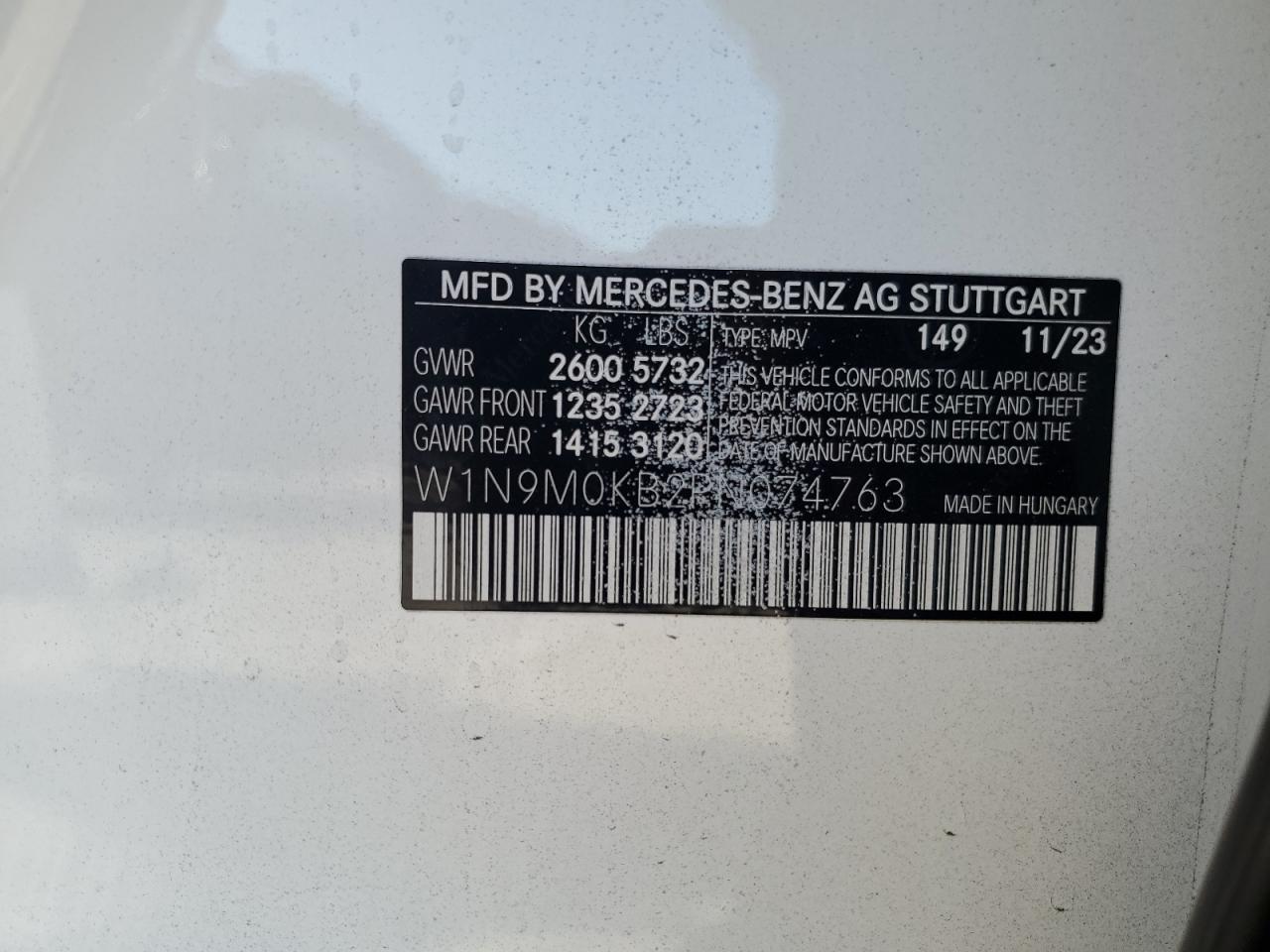 VIN W1N9M0KB2PN074763 2023 MERCEDES-BENZ EQB 300 4M no.13