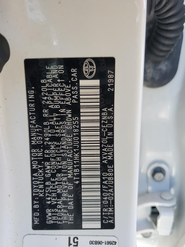 4T1B11HK1JU018255 2018 TOYOTA CAMRY - Image 12