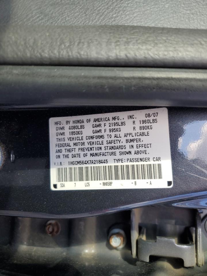 2007 Honda Accord Lx VIN: 1HGCM564X7A218445 Lot: 79762964