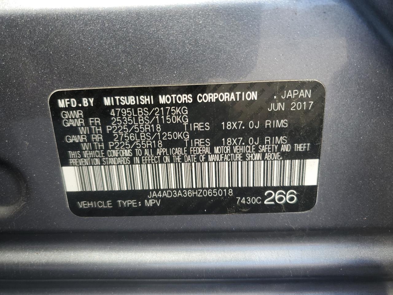 2017 Mitsubishi Outlander Se VIN: JA4AD3A36HZ065018 Lot: 80697444