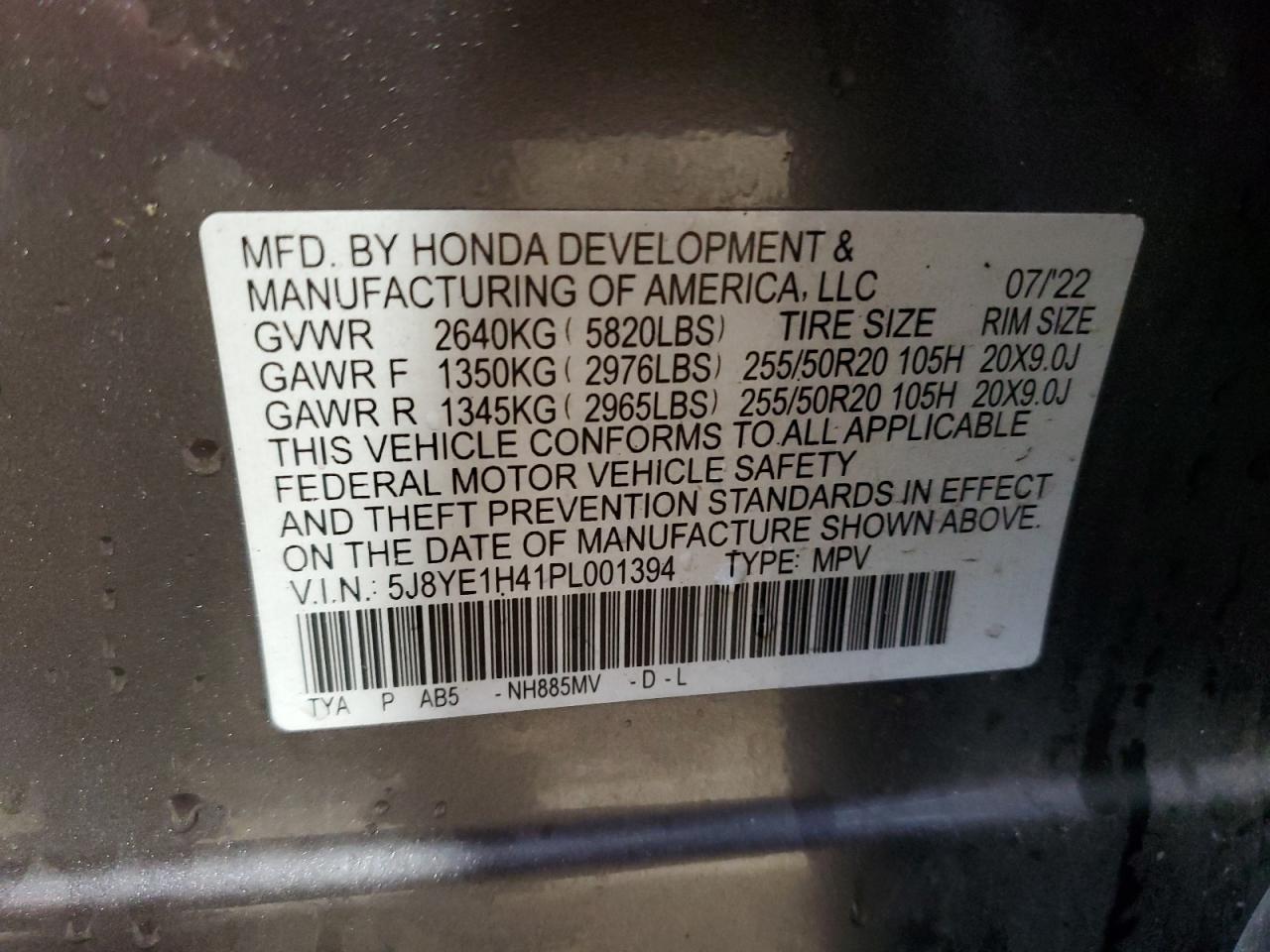 2023 Acura Mdx Technology VIN: 5J8YE1H41PL001394 Lot: 77945164