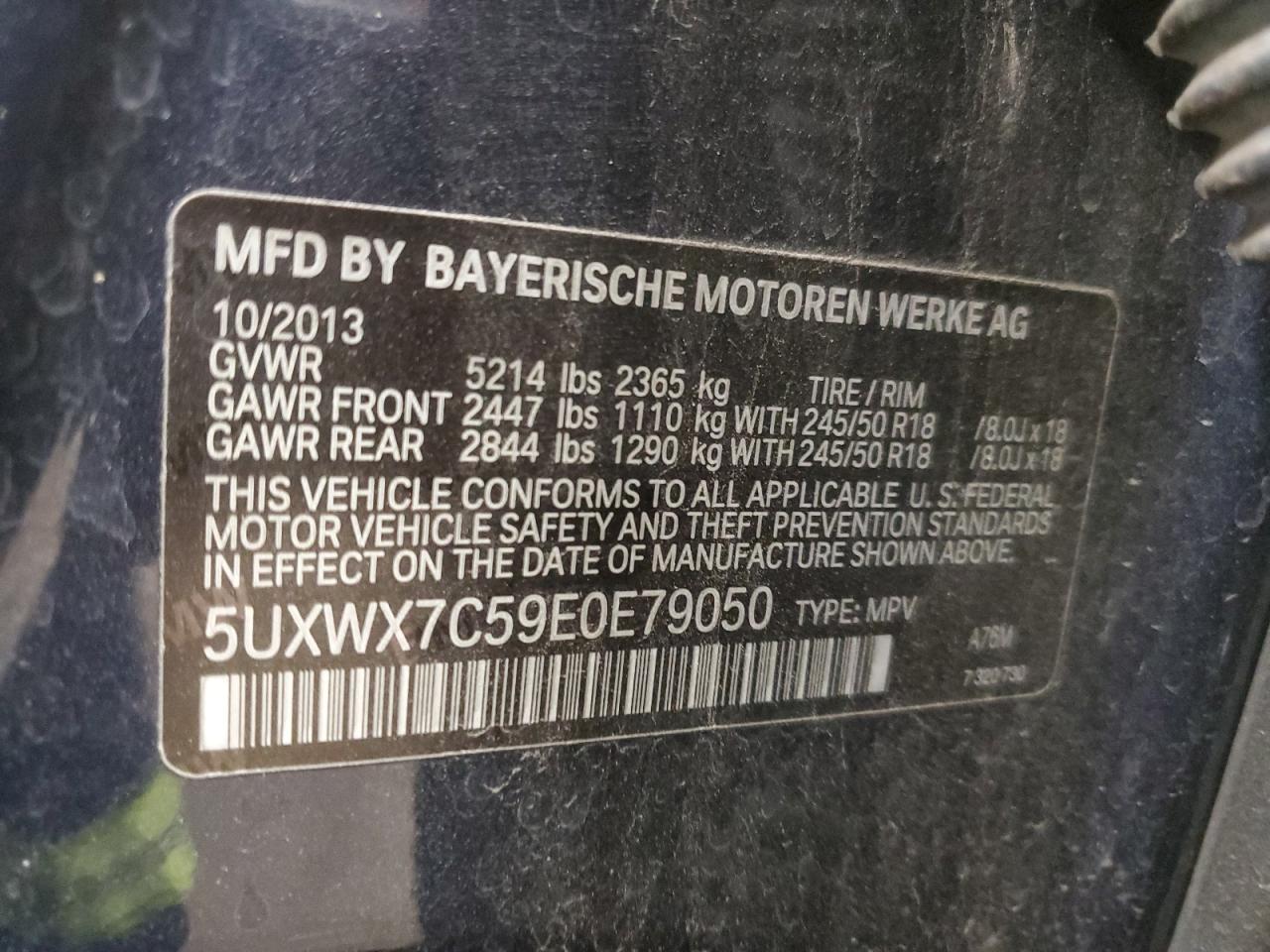 VIN 5UXWX7C59E0E79050 2014 BMW X3 no.14