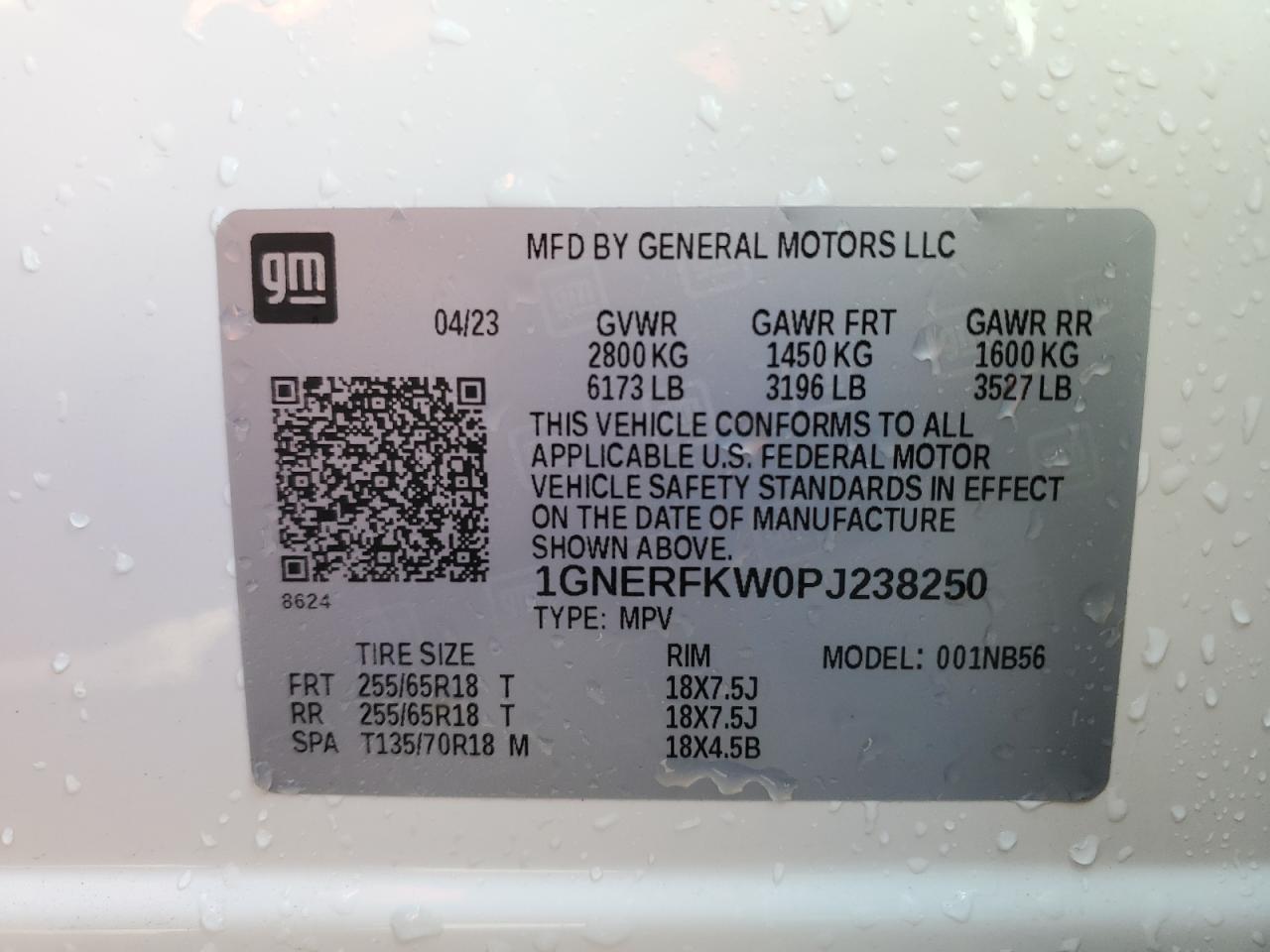 VIN 1GNERFKW0PJ238250 2023 CHEVROLET TRAVERSE no.14