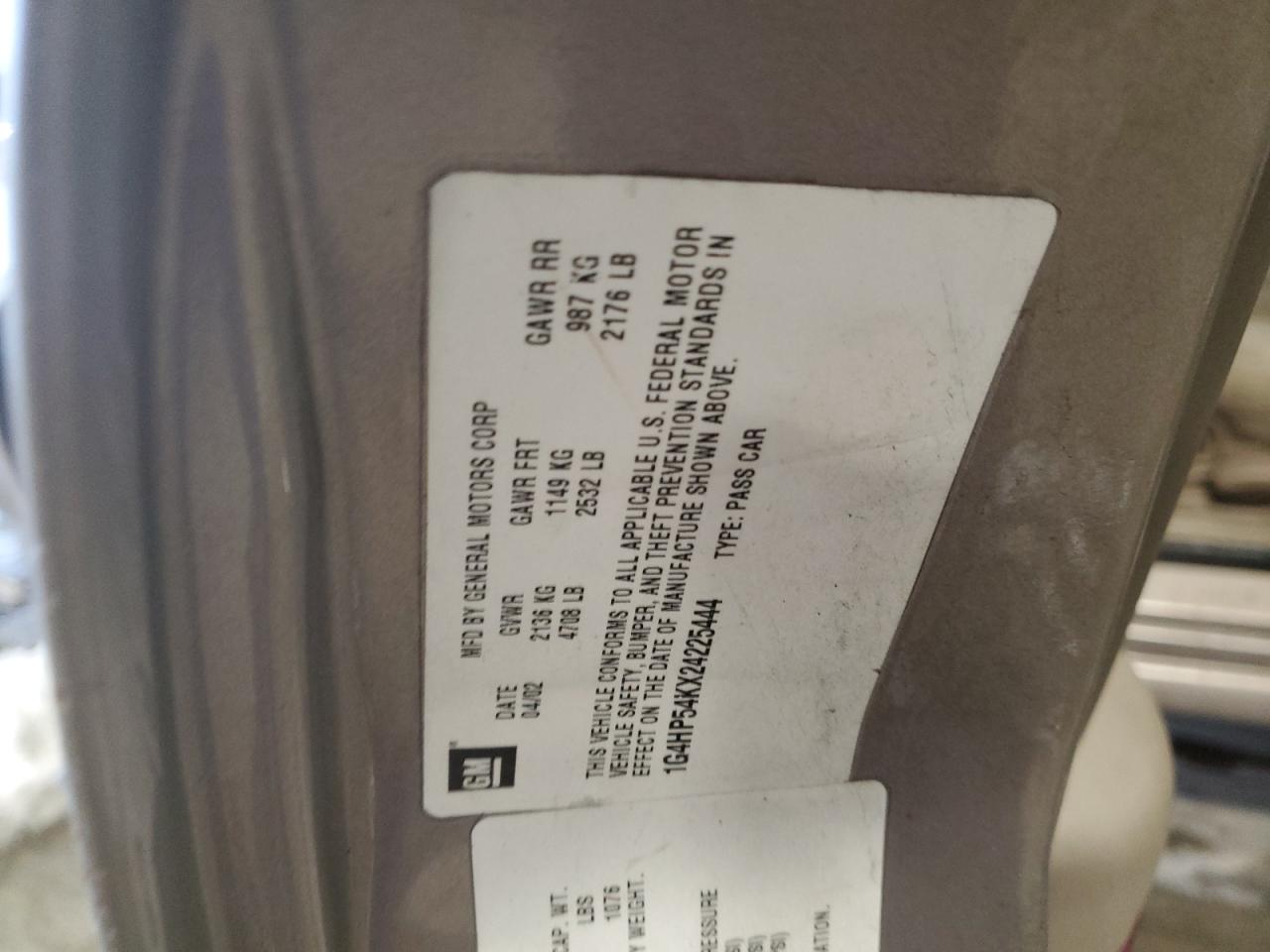 2002 Buick Lesabre Custom VIN: 1G4HP54KX24225444 Lot: 81484384