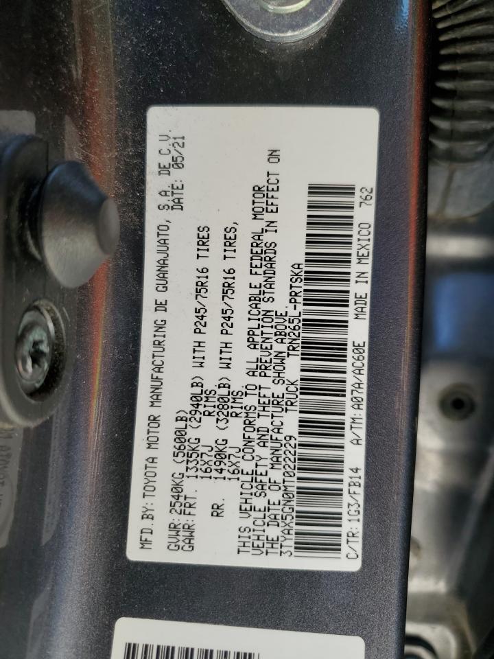 2021 Toyota Tacoma Double Cab VIN: 3TYAX5GN0MT022229 Lot: 80762154