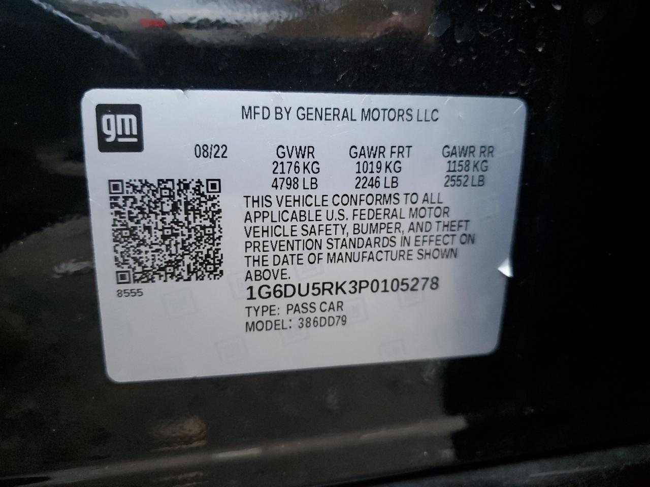 VIN 1G6DU5RK3P0105278 2023 CADILLAC CT5 no.12