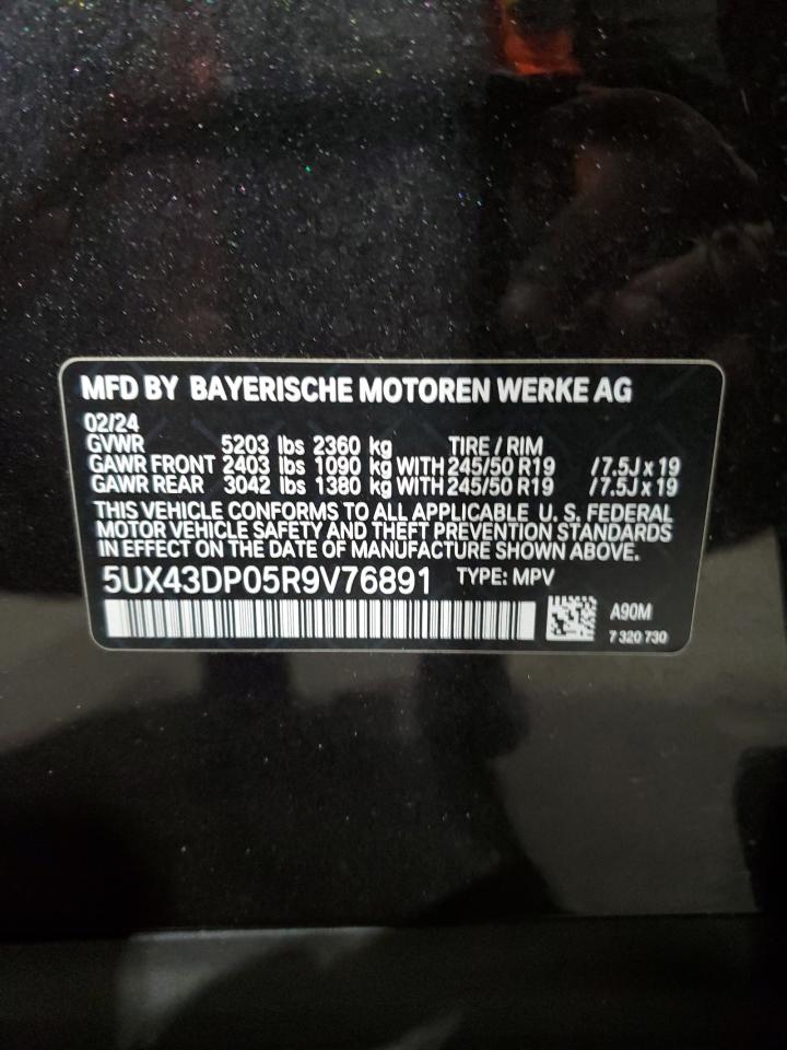 2024 BMW X3 Sdrive30I VIN: 5UX43DP05R9V76891 Lot: 81138684