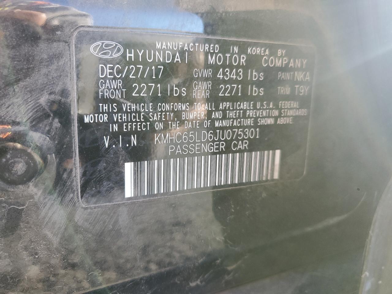 2018 Hyundai Ioniq VIN: KMHC65LD6JU075301 Lot: 79963914