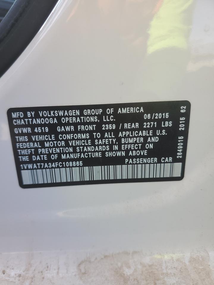 1VWAT7A34FC108865 2015 VOLKSWAGEN PASSAT - Image 12