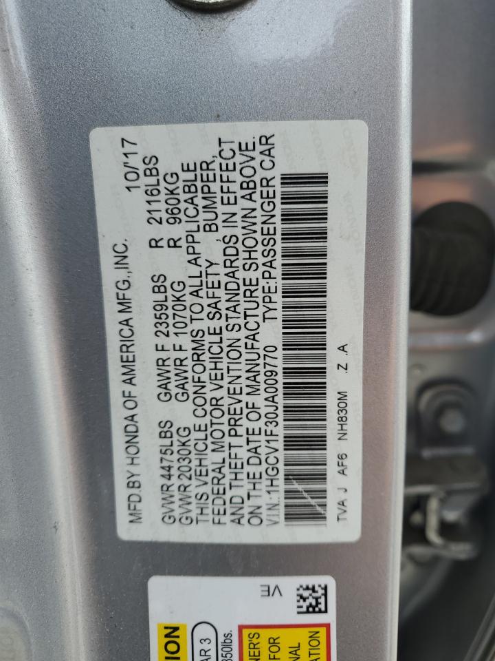 VIN 1HGCV1F30JA009770 2018 HONDA ACCORD no.12