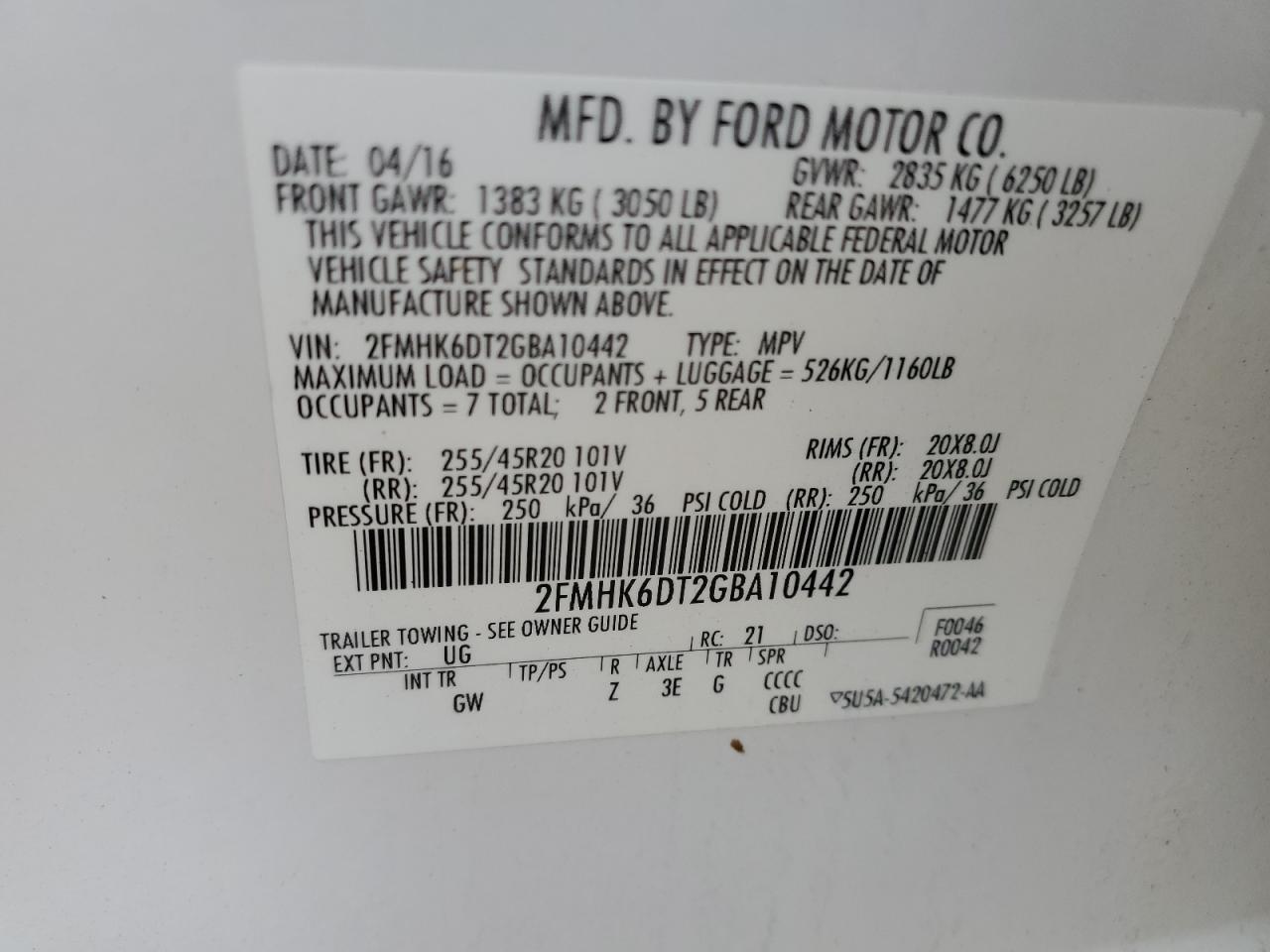 VIN 2FMHK6DT2GBA10442 2016 FORD FLEX no.13