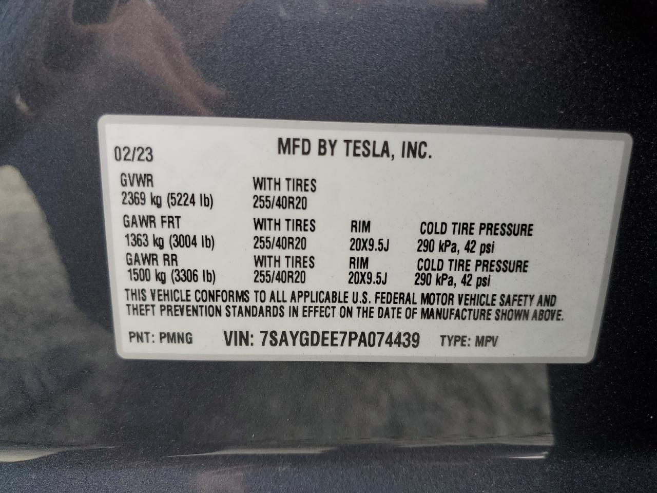 2023 Tesla Model Y VIN: 7SAYGDEE7PA074439 Lot: 79357114