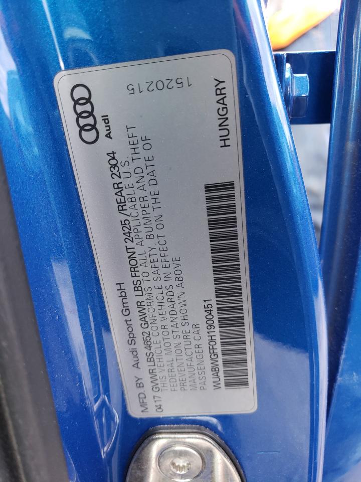 2017 Audi Rs3 VIN: WUABWGFF0H1900451 Lot: 81423624