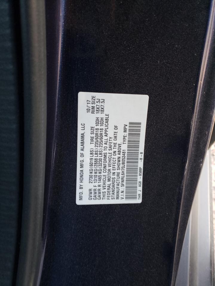 2018 Honda Odyssey Exl VIN: 5FNRL6H70JB053481 Lot: 79266374