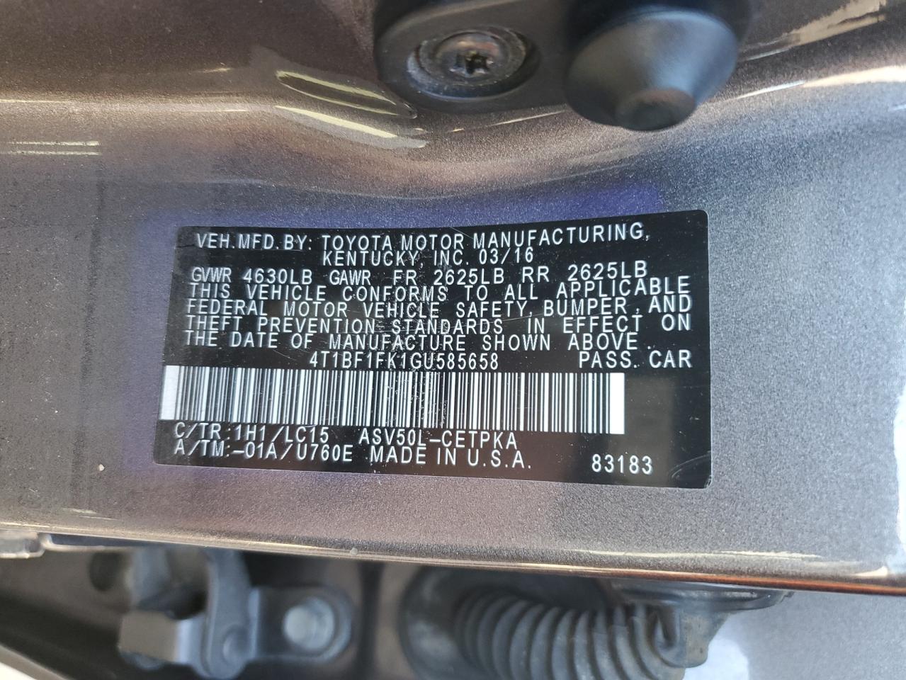 4T1BF1FK1GU585658 2016 TOYOTA CAMRY - Image 12