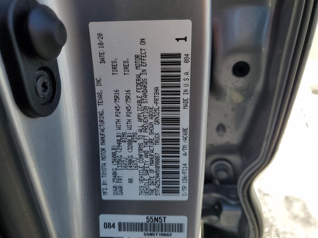 VIN 5TFAZ5CN4MX098087 2021 TOYOTA TACOMA no.13