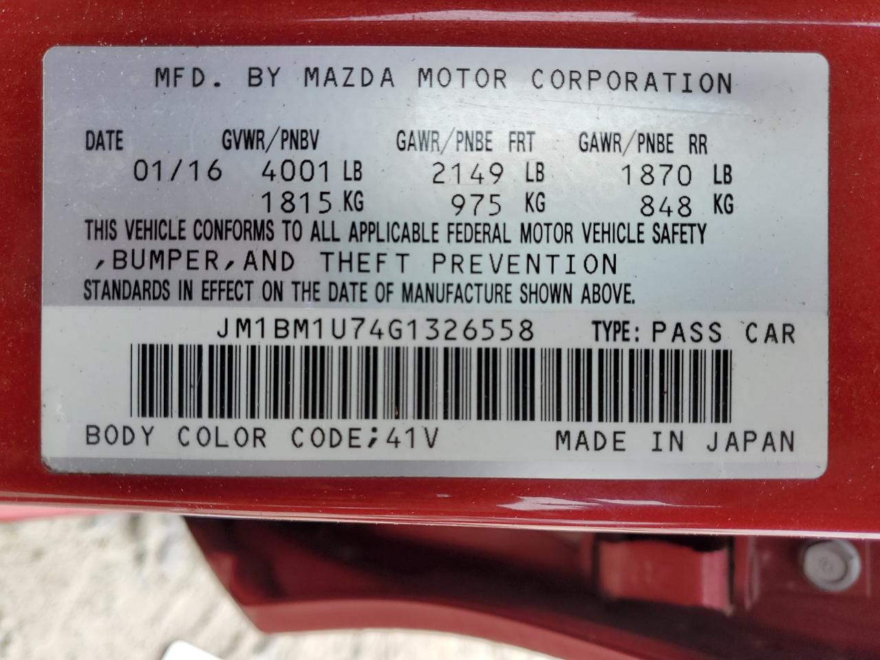 2016 Mazda 3 Sport VIN: JM1BM1U74G1326558 Lot: 78994294