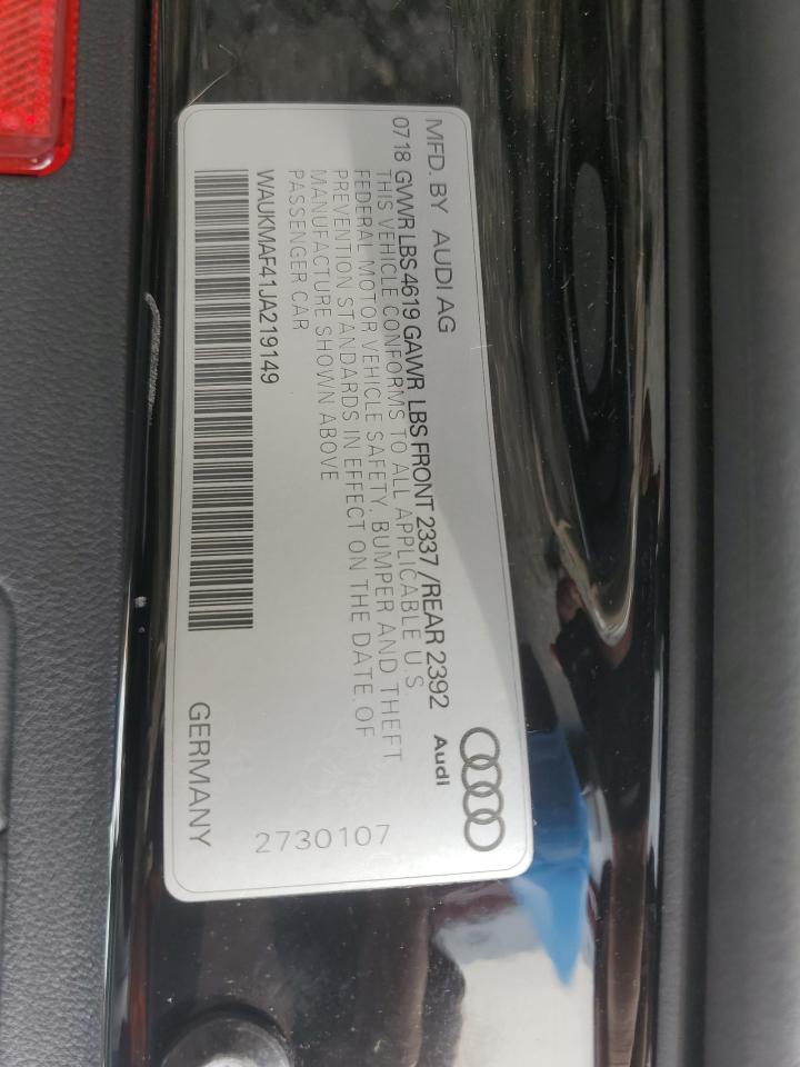 VIN WAUKMAF41JA219149 2018 AUDI A4 no.12