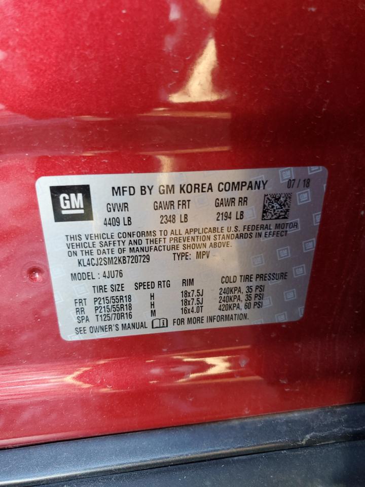 2019 Buick Encore Sport Touring VIN: KL4CJ2SM2KB720729 Lot: 82439654