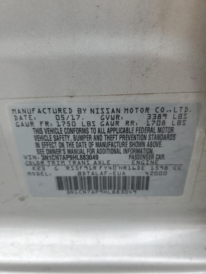 VIN 3N1CN7AP9HL883049 2017 NISSAN VERSA no.12