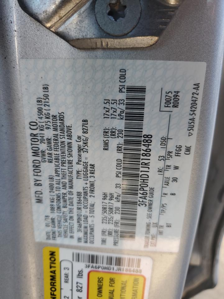 VIN 3FA6P0HD1JR186488 2018 FORD FUSION no.12