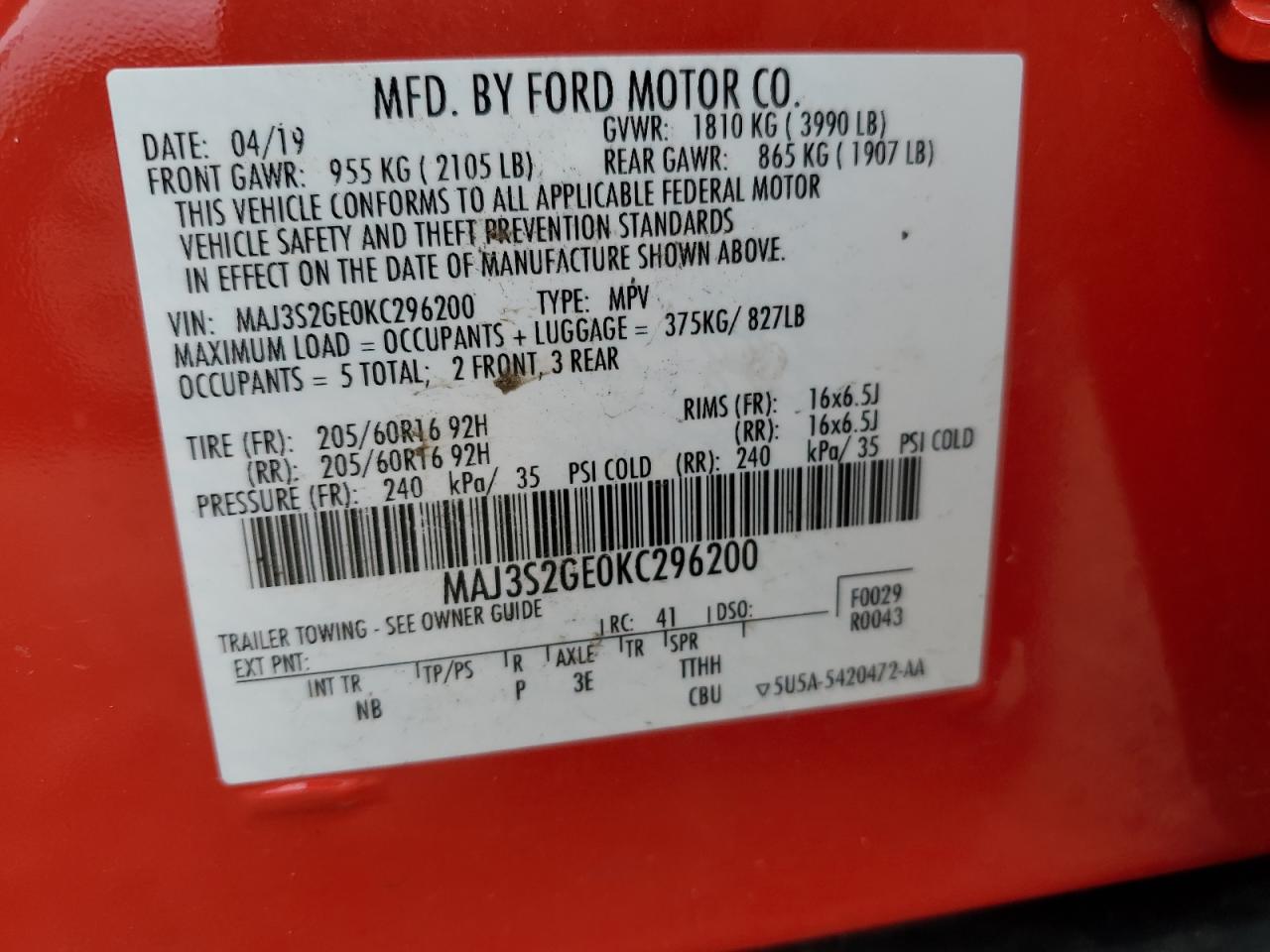 2019 Ford Ecosport Se VIN: MAJ3S2GE0KC296200 Lot: 82606254