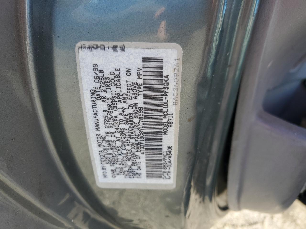 2000 Toyota Sienna Le VIN: 4T3ZF13C8YU178599 Lot: 62676585