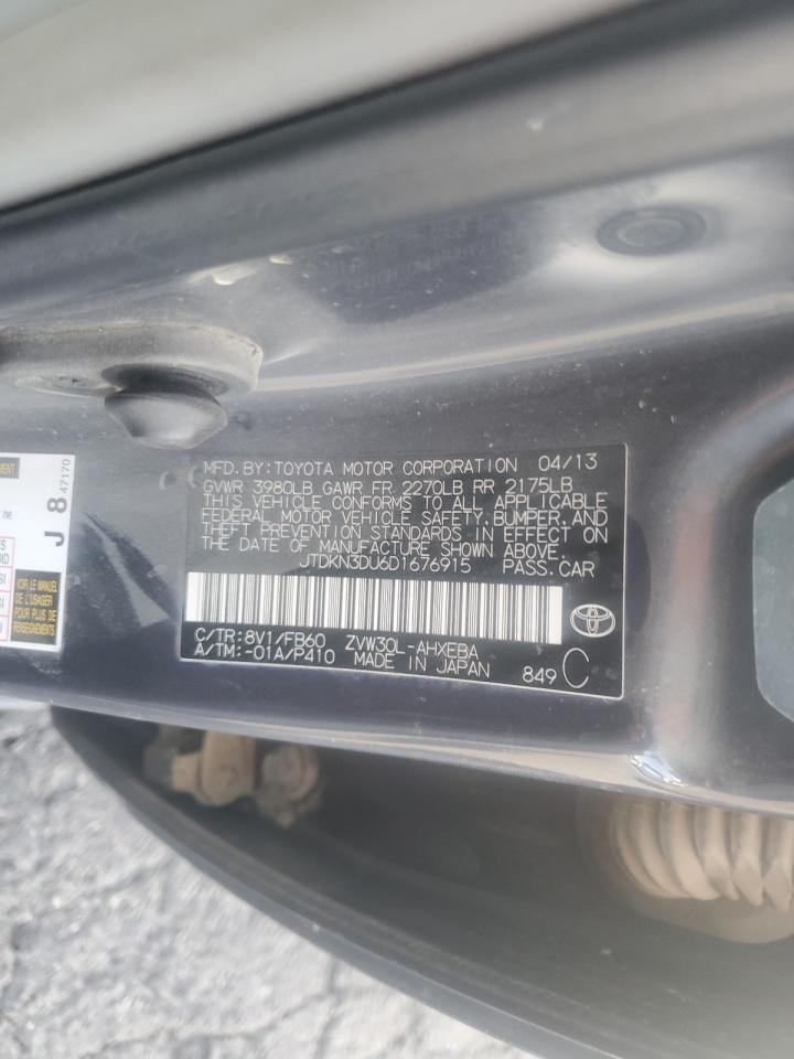 2013 Toyota Prius VIN: JTDKN3DU6D1676915 Lot: 76856654