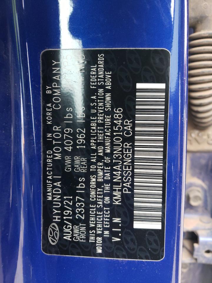 2022 Hyundai Elantra Limited VIN: KMHLN4AJ3NU015486 Lot: 78759524