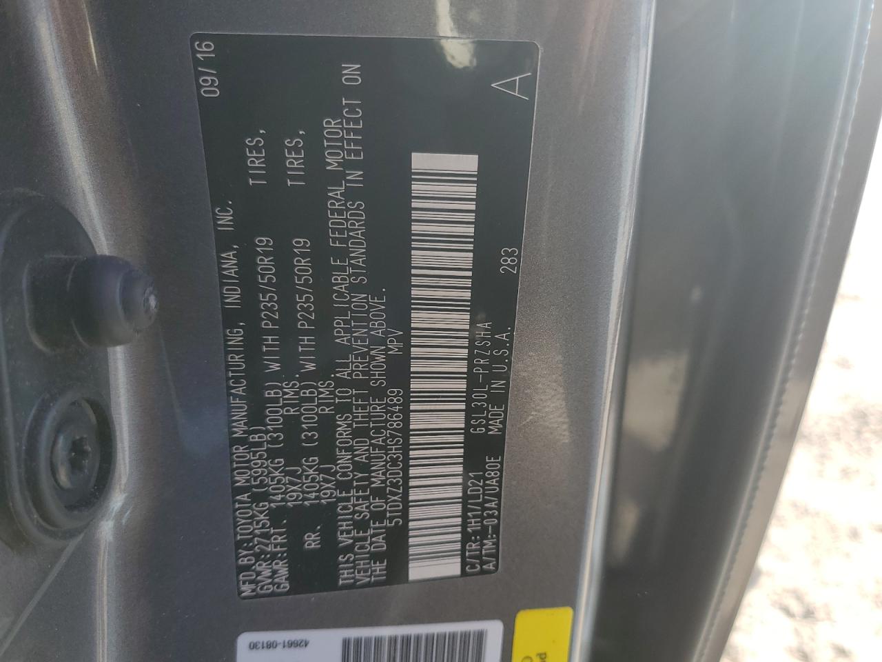 5TDXZ3DC3HS786489 2017 TOYOTA SIENNA - Image 16