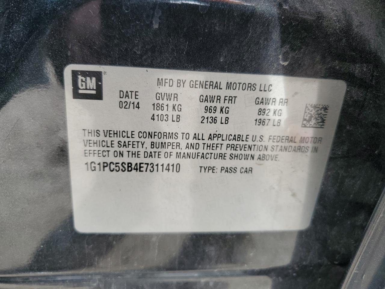 VIN 1G1PC5SB4E7311410 2014 CHEVROLET CRUZE no.12