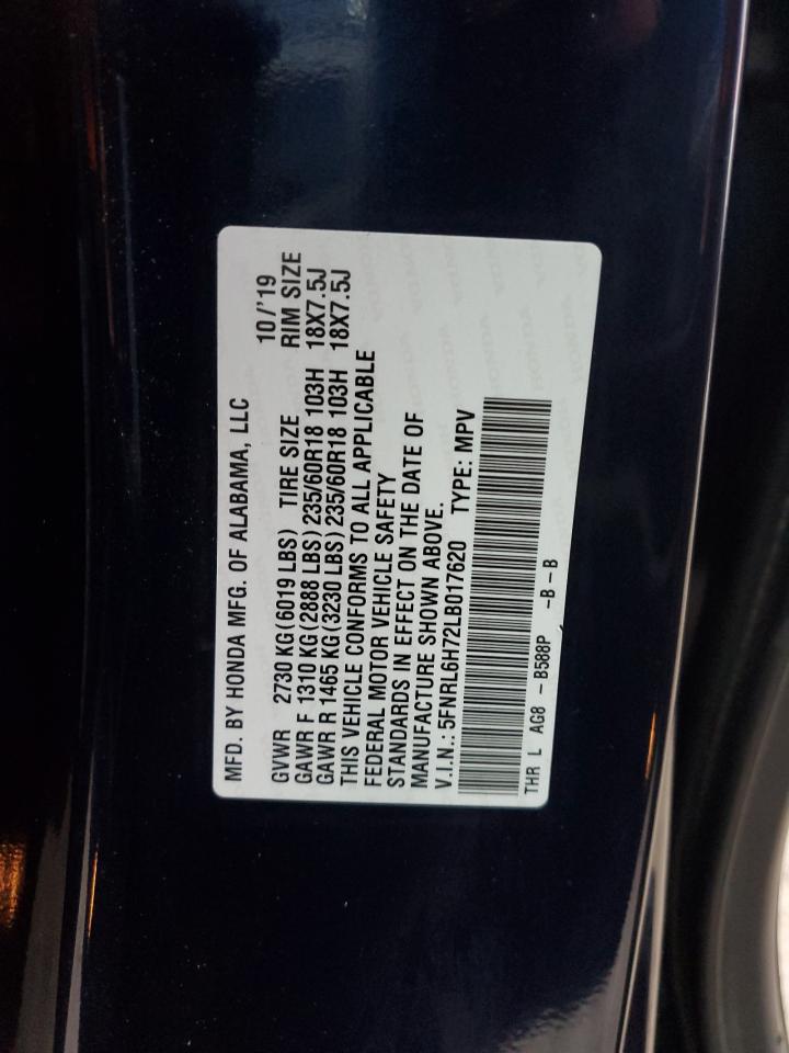 2020 Honda Odyssey Exl VIN: 5FNRL6H72LB017620 Lot: 80789514