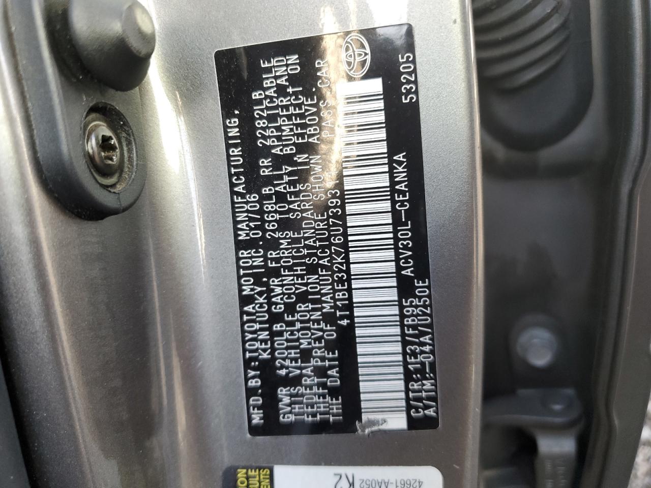 4T1BE32K76U739311 2006 Toyota Camry Le