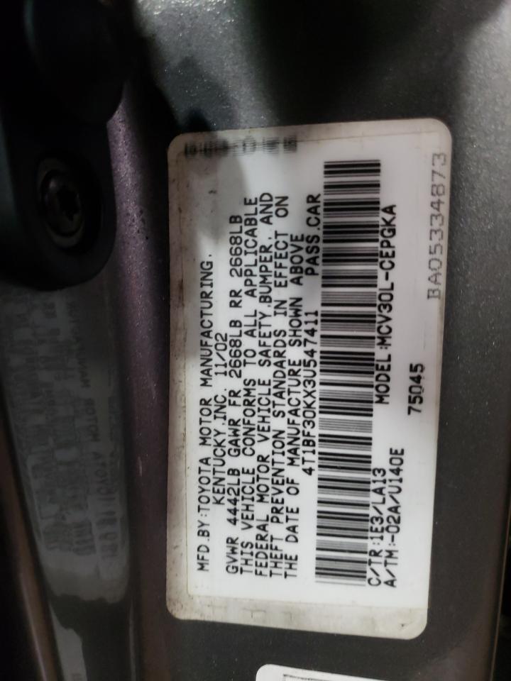 2003 Toyota Camry Le VIN: 4T1BF30KX3U547411 Lot: 79242124