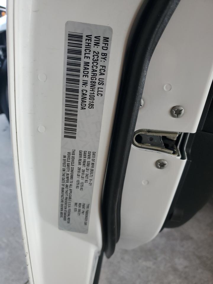 2022 Chrysler 300 Touring VIN: 2C3CCARG8NH100185 Lot: 79648404