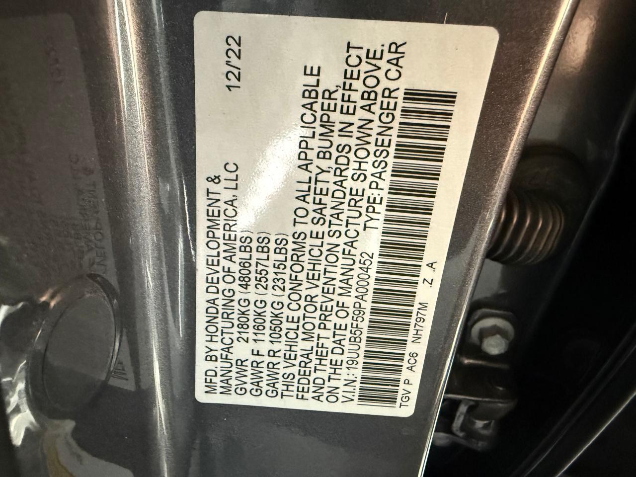 2023 Acura Tlx Tech A VIN: 19UUB5F59PA000452 Lot: 81526544