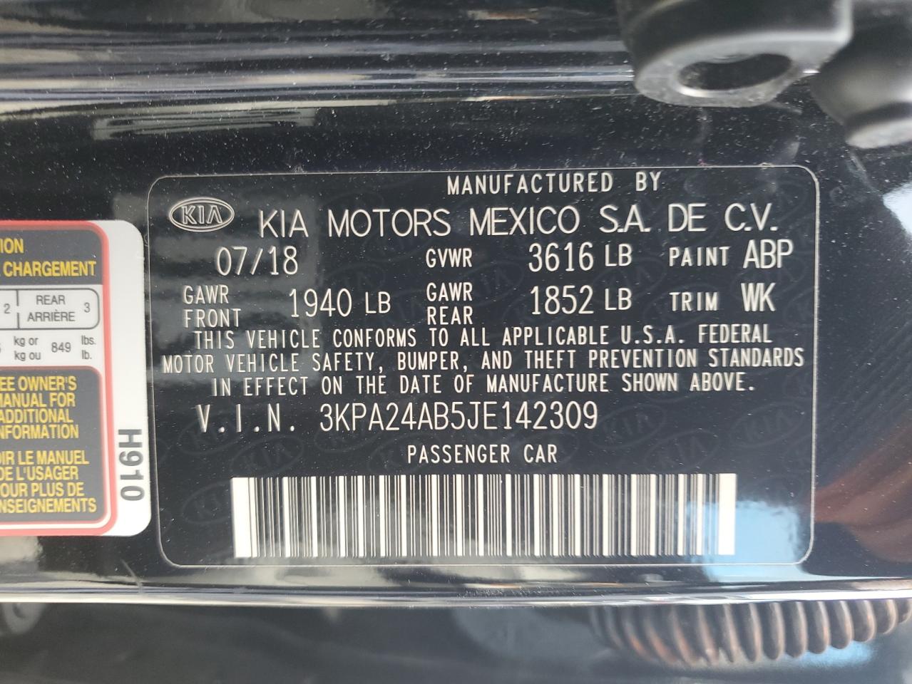 2018 Kia Rio Lx VIN: 3KPA24AB5JE142309 Lot: 80748684