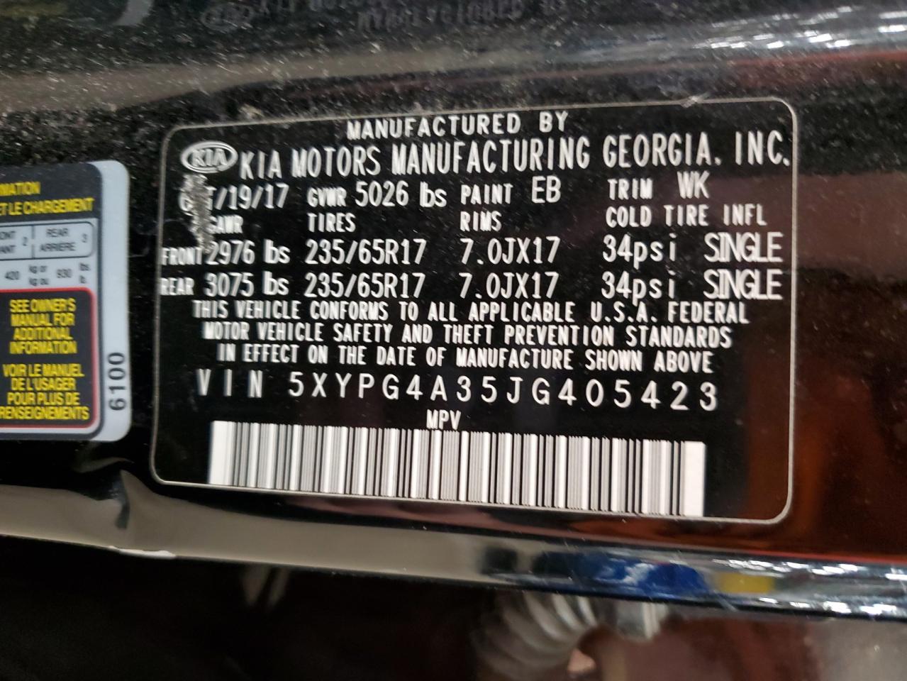 5XYPG4A35JG405423 2018 KIA SORENTO - Image 13