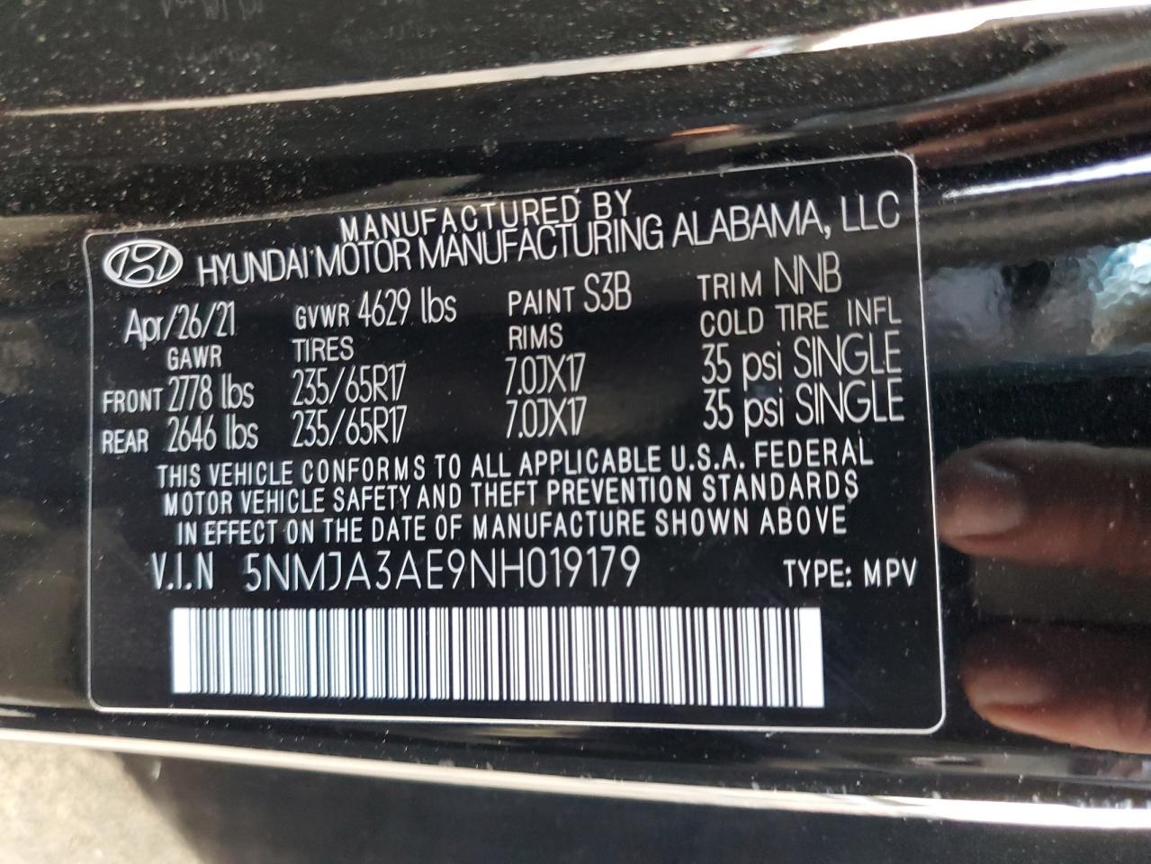 2022 Hyundai Tucson Se VIN: 5NMJA3AE9NH019179 Lot: 78523464