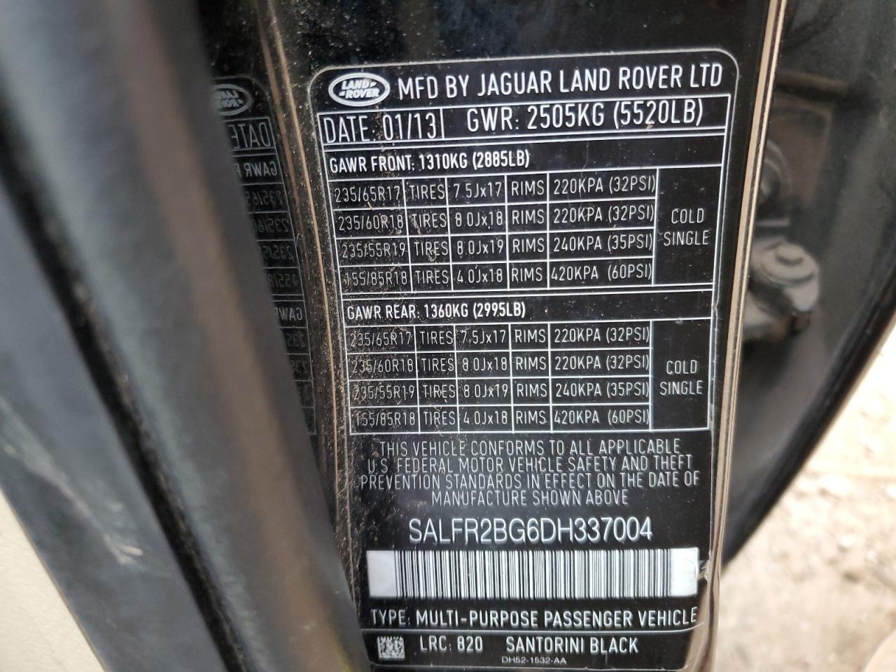 VIN SALFR2BG6DH337004 2013 LAND ROVER LR2 no.14