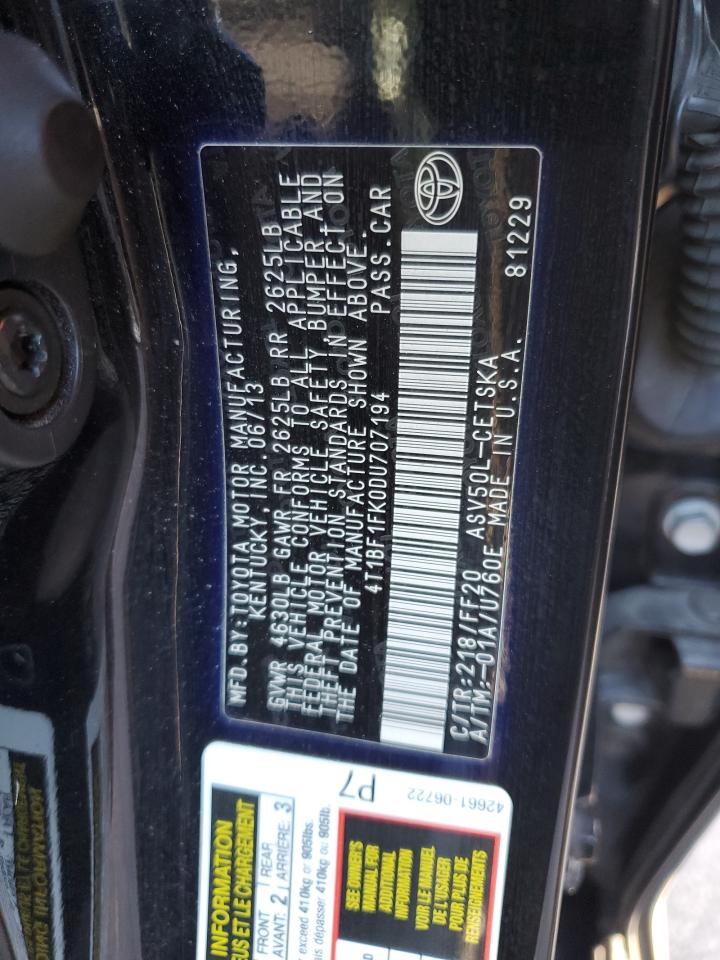 VIN 4T1BF1FK0DU707194 2013 TOYOTA CAMRY no.13