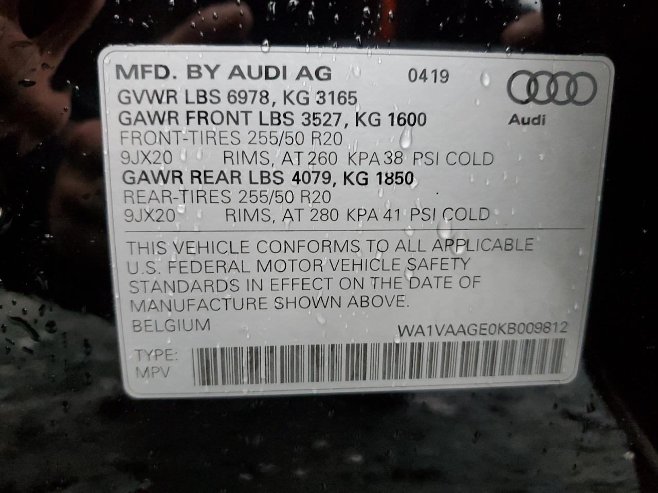 VIN WA1VAAGE0KB009812 2019 AUDI E-TRON no.13