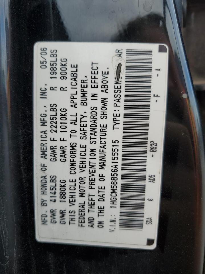 2006 Honda Accord Ex VIN: 1HGCM56856A155515 Lot: 79120254