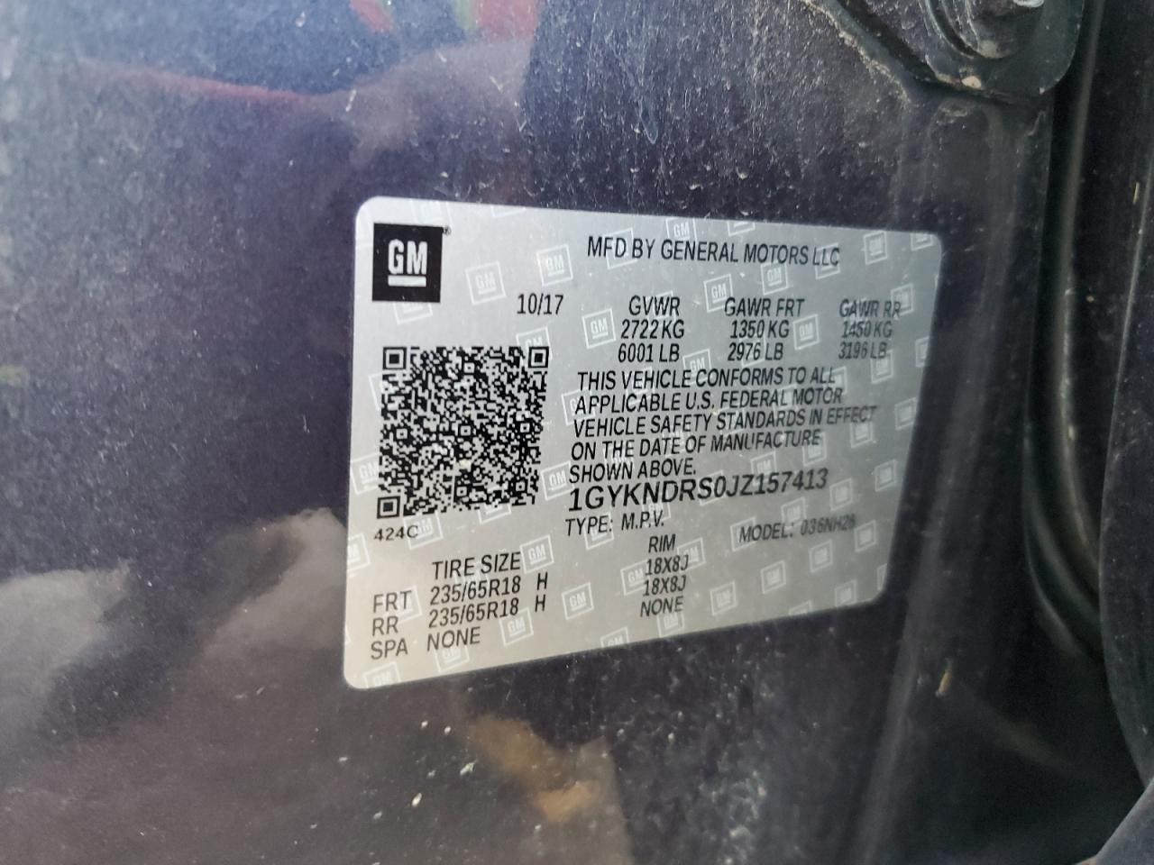 2018 Cadillac Xt5 Luxury VIN: 1GYKNDRS0JZ157413 Lot: 70894095